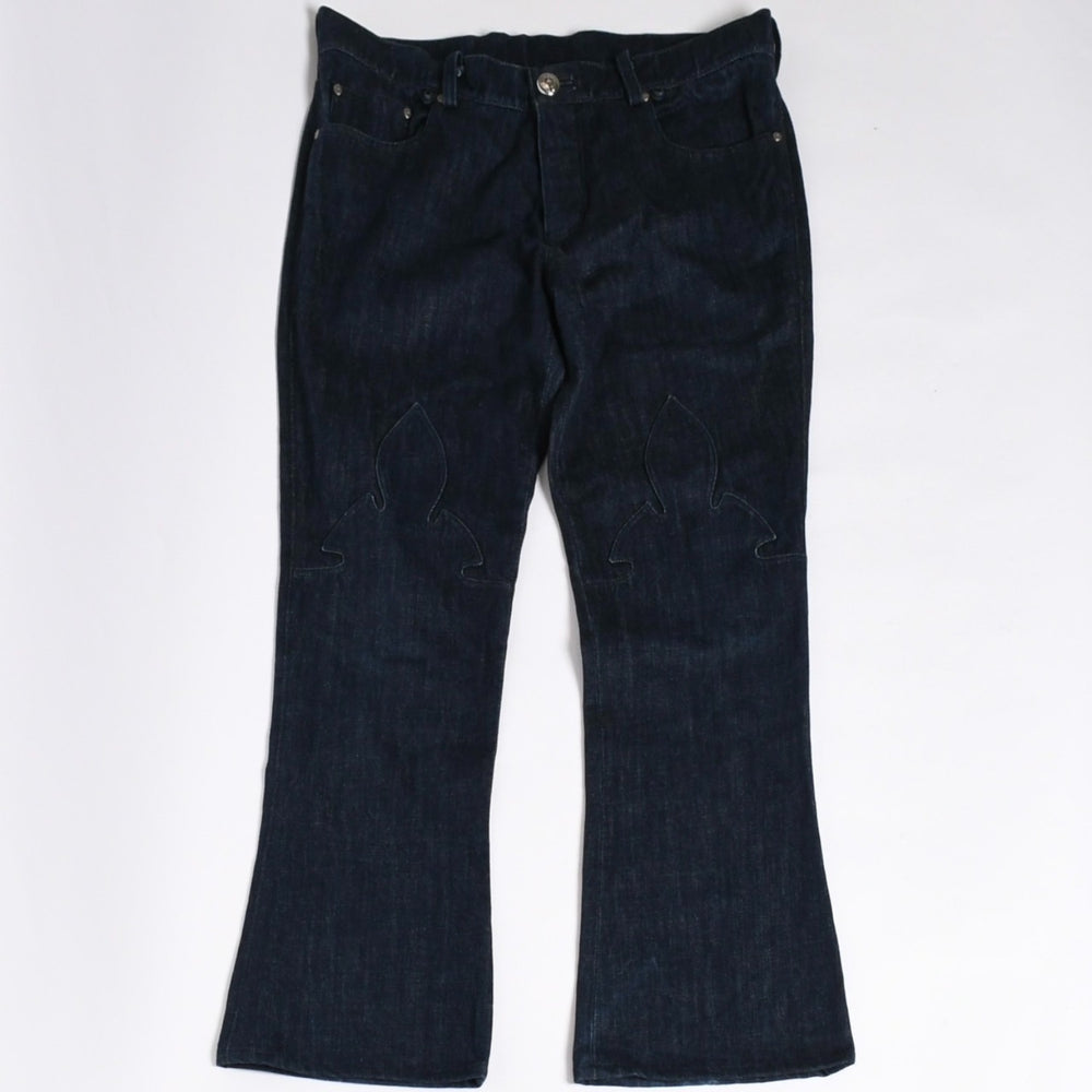 CHROME HEARTS クロムハーツ フレアニー デニムパンツ ジーンズ サイズ34 ホースシューボタン インディゴブルー 美品 中古 4a005926