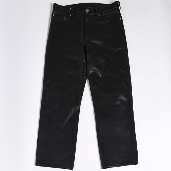 極美品 CHROME HEARTS クロムハーツ 5-POCKET FLARE KNEE フレアニー 5ポケット レザーパンツ サイズ32R オールドモデル 中古 4a005927