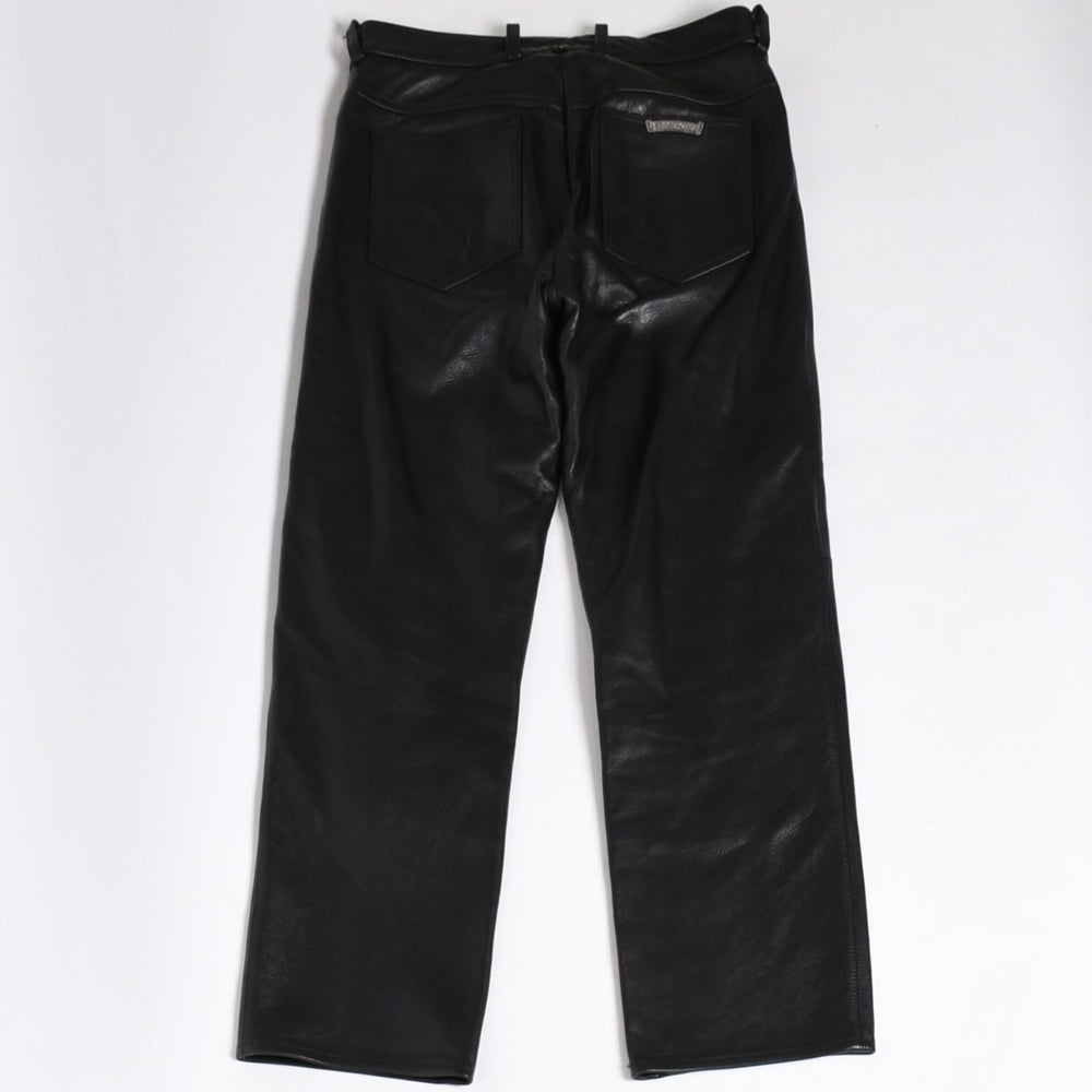 極美品 CHROME HEARTS クロムハーツ 5-POCKET FLARE KNEE フレアニー 5ポケット レザーパンツ サイズ32R オールドモデル 中古 4a005927