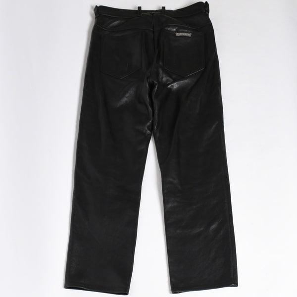 極美品 CHROME HEARTS クロムハーツ 5-POCKET FLARE KNEE フレアニー 5ポケット レザーパンツ サイズ32R オールドモデル 中古 4a005927