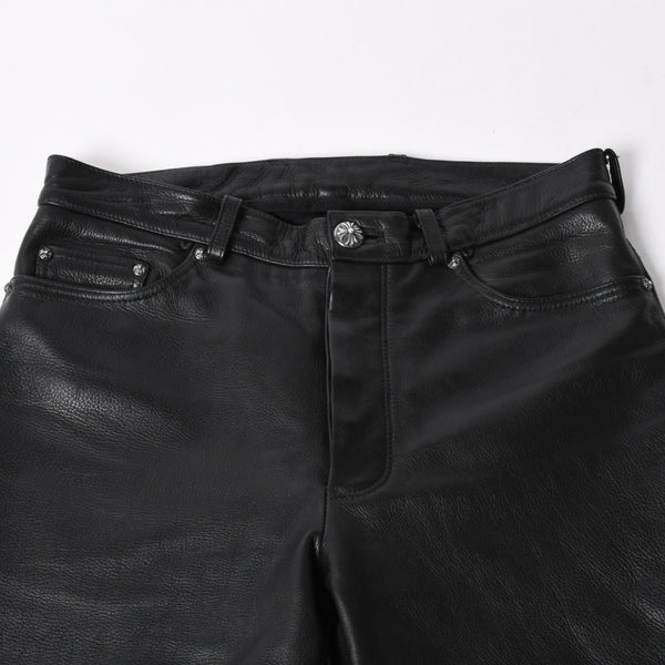 極美品 CHROME HEARTS クロムハーツ 5-POCKET FLARE KNEE フレアニー 5ポケット レザーパンツ サイズ32R オールドモデル 中古 4a005927