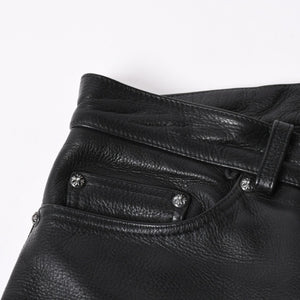 極美品 CHROME HEARTS クロムハーツ 5-POCKET FLARE KNEE フレアニー 5ポケット レザーパンツ サイズ32R オールドモデル 中古 4a005927