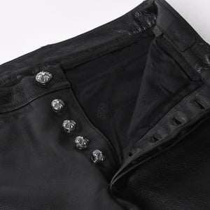 極美品 CHROME HEARTS クロムハーツ 5-POCKET FLARE KNEE フレアニー 5ポケット レザーパンツ サイズ32R オールドモデル 中古 4a005927