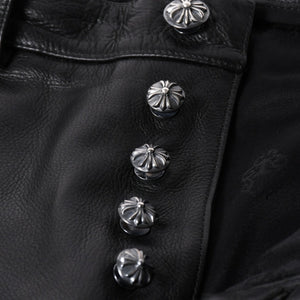 極美品 CHROME HEARTS クロムハーツ 5-POCKET FLARE KNEE フレアニー 5ポケット レザーパンツ サイズ32R オールドモデル 中古 4a005927