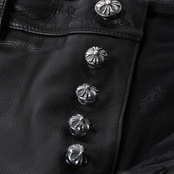極美品 CHROME HEARTS クロムハーツ 5-POCKET FLARE KNEE フレアニー 5ポケット レザーパンツ サイズ32R オールドモデル 中古 4a005927