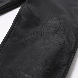 極美品 CHROME HEARTS クロムハーツ 5-POCKET FLARE KNEE フレアニー 5ポケット レザーパンツ サイズ32R オールドモデル 中古 4a005927