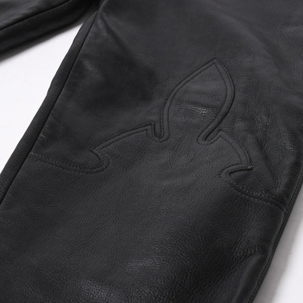 極美品 CHROME HEARTS クロムハーツ 5-POCKET FLARE KNEE フレアニー 5ポケット レザーパンツ サイズ32R オールドモデル 中古 4a005927