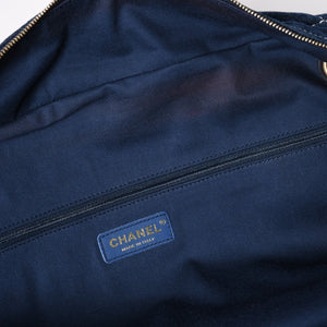 Very good condition CHANEL Boston bag shoulder bag wild stitch 28th series here mark Large Bowling Bag denim leather gold hardware used 4a005955