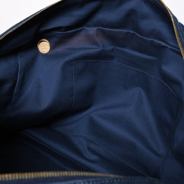 Very good condition CHANEL Boston bag shoulder bag wild stitch 28th series here mark Large Bowling Bag denim leather gold hardware used 4a005955