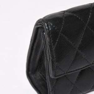 極美品 CHROME HEARTS クロムハーツ ディナーバッグ クラッチバッグ ラージクロス マトラッセ ラムスキン ブラック 中古 4a004080