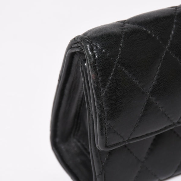 極美品 CHROME HEARTS クロムハーツ ディナーバッグ クラッチバッグ ラージクロス マトラッセ ラムスキン ブラック 中古 4a004080