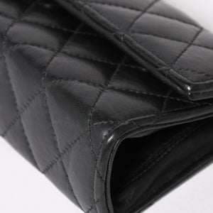 極美品 CHROME HEARTS クロムハーツ ディナーバッグ クラッチバッグ ラージクロス マトラッセ ラムスキン ブラック 中古 4a004080