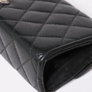 極美品 CHROME HEARTS クロムハーツ ディナーバッグ クラッチバッグ ラージクロス マトラッセ ラムスキン ブラック 中古 4a004080