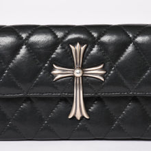 画像をギャラリービューアに読み込む, 極美品 CHROME HEARTS クロムハーツ ディナーバッグ クラッチバッグ ラージクロス マトラッセ ラムスキン ブラック 中古 4a004080