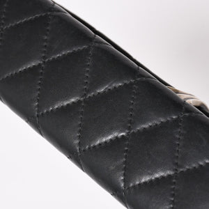 極美品 CHROME HEARTS クロムハーツ ディナーバッグ クラッチバッグ ラージクロス マトラッセ ラムスキン ブラック 中古 4a004080