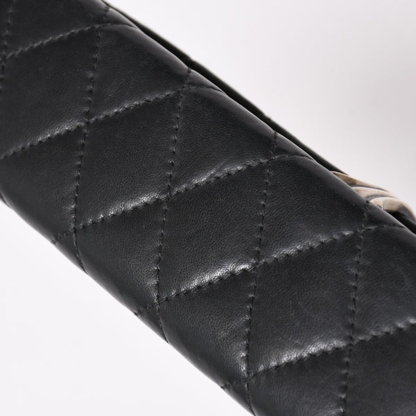 極美品 CHROME HEARTS クロムハーツ ディナーバッグ クラッチバッグ ラージクロス マトラッセ ラムスキン ブラック 中古 4a004080
