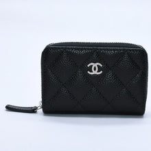 画像をギャラリービューアに読み込む, 極美品 CHANEL シャネル クラシックジップ コインパース AP0216 キャビアスキン ランダム番台 マトラッセ ココマーク 財布 小銭入れ シルバー金具 中古 4a003983