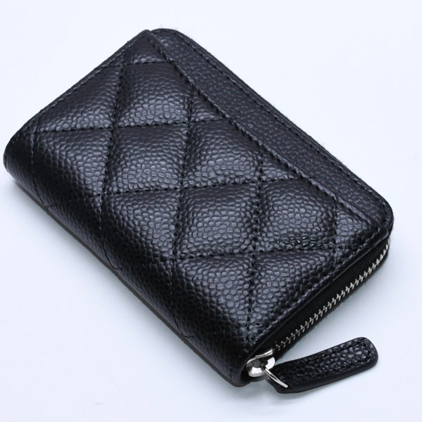 極美品 CHANEL シャネル クラシックジップ コインパース AP0216 キャビアスキン ランダム番台 マトラッセ ココマーク 財布 小銭入れ シルバー金具 中古 4a003983