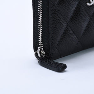 極美品 CHANEL シャネル クラシックジップ コインパース AP0216 キャビアスキン ランダム番台 マトラッセ ココマーク 財布 小銭入れ シルバー金具 中古 4a003983