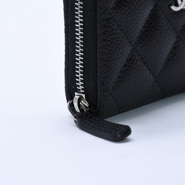 極美品 CHANEL シャネル クラシックジップ コインパース AP0216 キャビアスキン ランダム番台 マトラッセ ココマーク 財布 小銭入れ シルバー金具 中古 4a003983