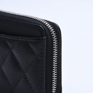 極美品 CHANEL シャネル クラシックジップ コインパース AP0216 キャビアスキン ランダム番台 マトラッセ ココマーク 財布 小銭入れ シルバー金具 中古 4a003983
