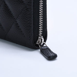 極美品 CHANEL シャネル クラシックジップ コインパース AP0216 キャビアスキン ランダム番台 マトラッセ ココマーク 財布 小銭入れ シルバー金具 中古 4a003983