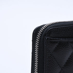 極美品 CHANEL シャネル クラシックジップ コインパース AP0216 キャビアスキン ランダム番台 マトラッセ ココマーク 財布 小銭入れ シルバー金具 中古 4a003983