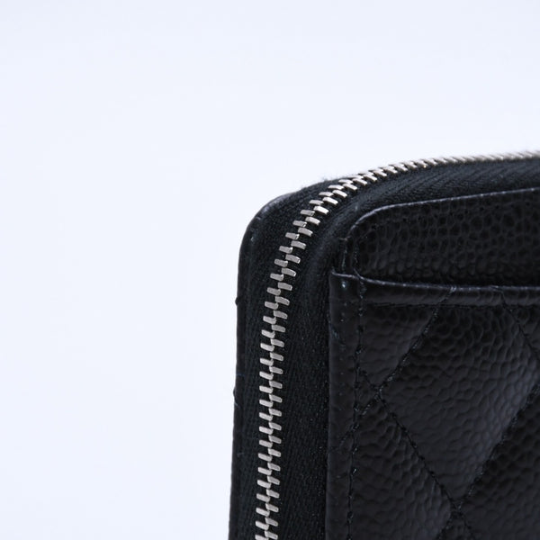 極美品 CHANEL シャネル クラシックジップ コインパース AP0216 キャビアスキン ランダム番台 マトラッセ ココマーク 財布 小銭入れ シルバー金具 中古 4a003983