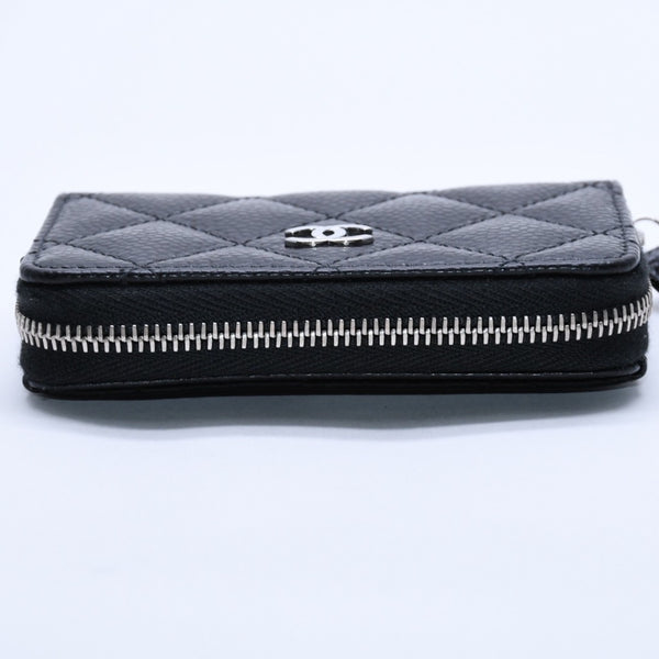 極美品 CHANEL シャネル クラシックジップ コインパース AP0216 キャビアスキン ランダム番台 マトラッセ ココマーク 財布 小銭入れ シルバー金具 中古 4a003983