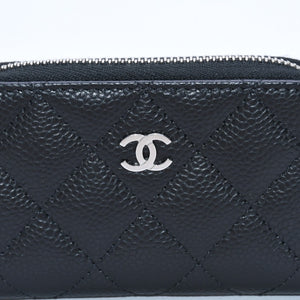 極美品 CHANEL シャネル クラシックジップ コインパース AP0216 キャビアスキン ランダム番台 マトラッセ ココマーク 財布 小銭入れ シルバー金具 中古 4a003983
