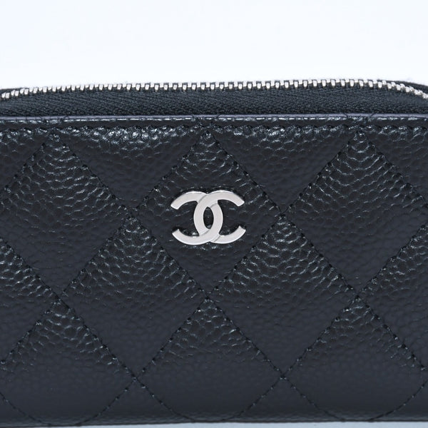 極美品 CHANEL シャネル クラシックジップ コインパース AP0216 キャビアスキン ランダム番台 マトラッセ ココマーク 財布 小銭入れ シルバー金具 中古 4a003983