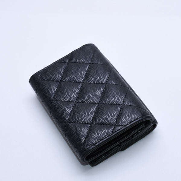 CHANEL Small Flap Wallet AP3081 Playing Card Motif Caviar Skin Black Red Heart Spade Mini Wallet Trifold Wallet Gold Hardware Good Condition Used 4a003881