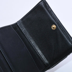 CHANEL Small Flap Wallet AP3081 Playing Card Motif Caviar Skin Black Red Heart Spade Mini Wallet Trifold Wallet Gold Hardware Good Condition Used 4a003881