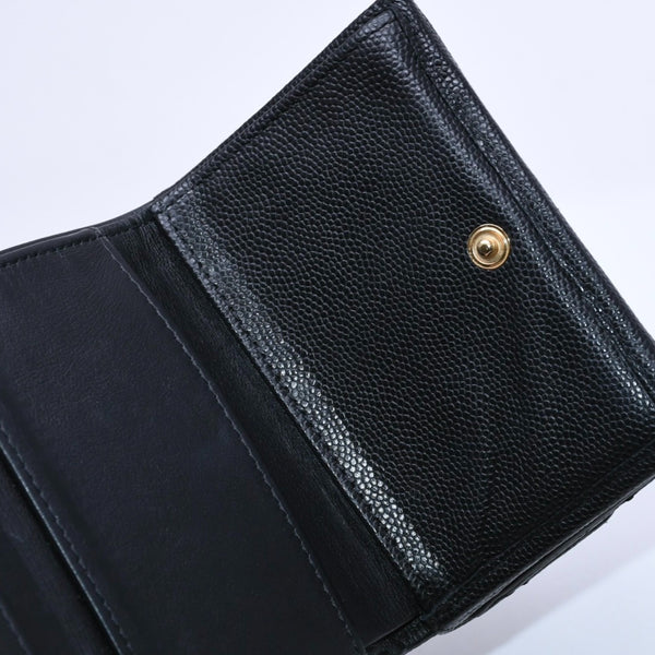 CHANEL Small Flap Wallet AP3081 Playing Card Motif Caviar Skin Black Red Heart Spade Mini Wallet Trifold Wallet Gold Hardware Good Condition Used 4a003881