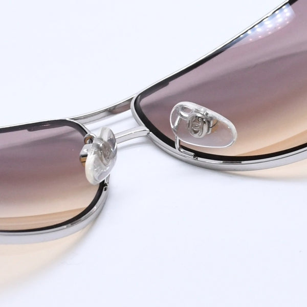 Very Good Condition CHANEL Teardrop Side Coco Mark Purple Frame Silver Hardware Sunglasses 4128 Used 4a004032