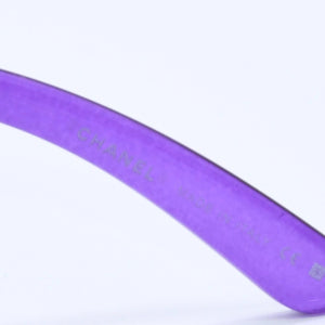 Very Good Condition CHANEL Teardrop Side Coco Mark Purple Frame Silver Hardware Sunglasses 4128 Used 4a004032