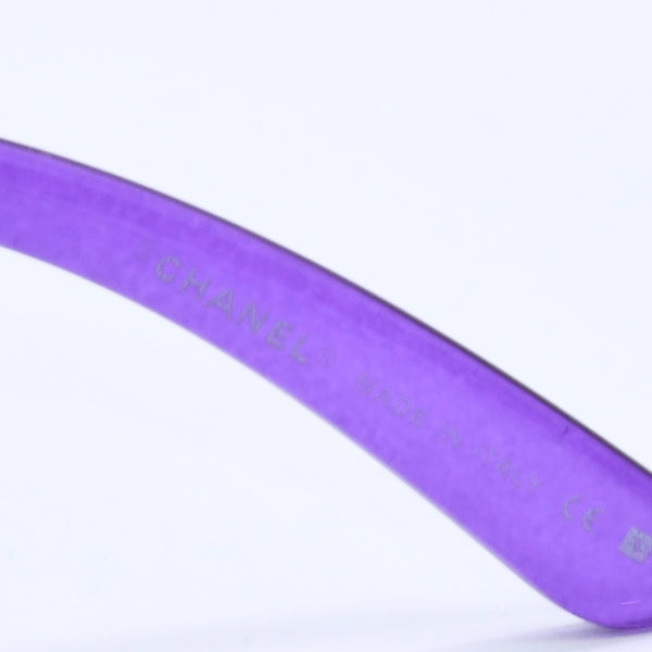Very Good Condition CHANEL Teardrop Side Coco Mark Purple Frame Silver Hardware Sunglasses 4128 Used 4a004032