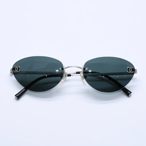 CHANEL シャネル リムレス サングラス アイウェア スクエア ココマーク 53□19 130 シルバーフレーム 4003 美品 中古 4a003985
