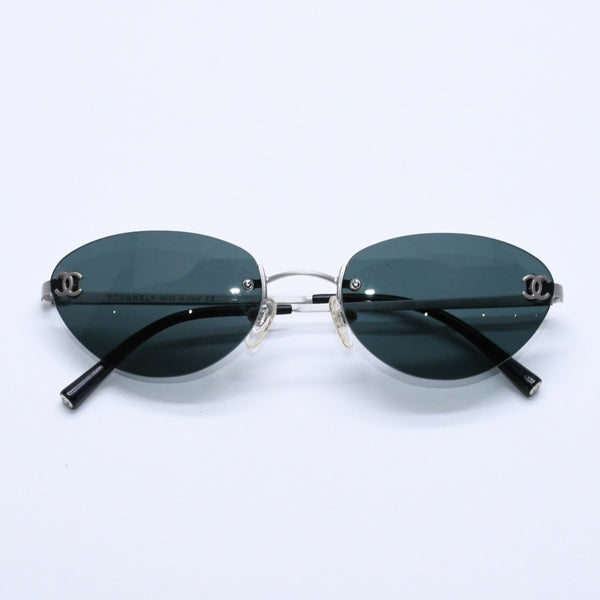 CHANEL シャネル リムレス サングラス アイウェア スクエア ココマーク 53□19 130 シルバーフレーム 4003 美品 中古 4a003985