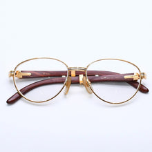 画像をギャラリービューアに読み込む, 極美品 CARTIER カルティエ トリニティ 伊達メガネ アイウェア サイズ52□16 135 ウッドテンプル メタル GP 中古 4a004170