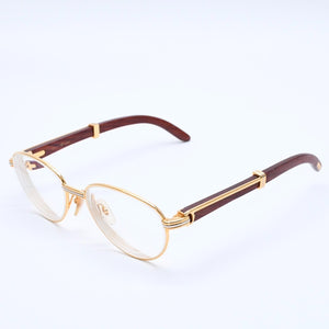 Very Good Condition CARTIER Trinity Date Glasses Eyewear Size 52□16 135 Wood Temple Metal GP Used 4a004170