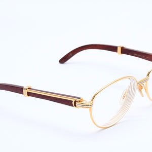 Very Good Condition CARTIER Trinity Date Glasses Eyewear Size 52□16 135 Wood Temple Metal GP Used 4a004170