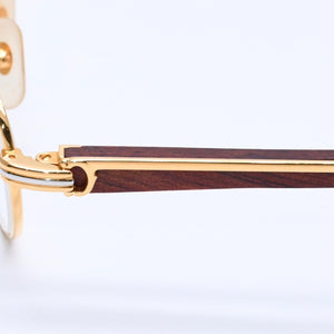 Very Good Condition CARTIER Trinity Date Glasses Eyewear Size 52□16 135 Wood Temple Metal GP Used 4a004170