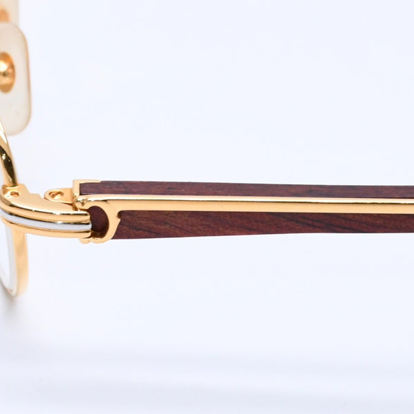 Very Good Condition CARTIER Trinity Date Glasses Eyewear Size 52□16 135 Wood Temple Metal GP Used 4a004170
