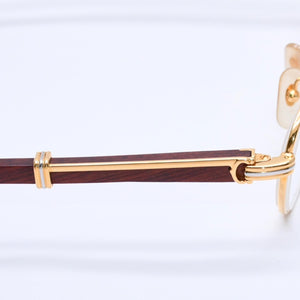 Very Good Condition CARTIER Trinity Date Glasses Eyewear Size 52□16 135 Wood Temple Metal GP Used 4a004170