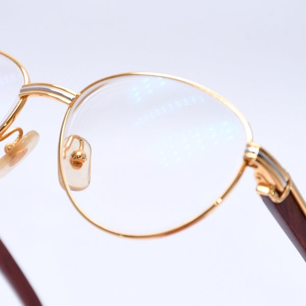 Very Good Condition CARTIER Trinity Date Glasses Eyewear Size 52□16 135 Wood Temple Metal GP Used 4a004170