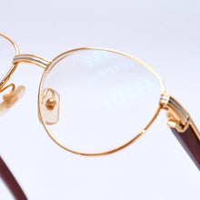画像をギャラリービューアに読み込む, 極美品 CARTIER カルティエ トリニティ 伊達メガネ アイウェア サイズ52□16 135 ウッドテンプル メタル GP 中古 4a004170