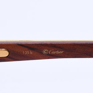 Very Good Condition CARTIER Trinity Date Glasses Eyewear Size 52□16 135 Wood Temple Metal GP Used 4a004170