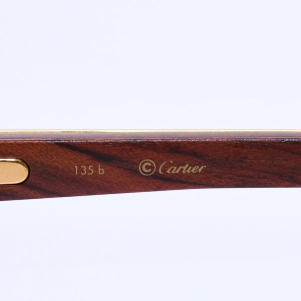 Very Good Condition CARTIER Trinity Date Glasses Eyewear Size 52□16 135 Wood Temple Metal GP Used 4a004170