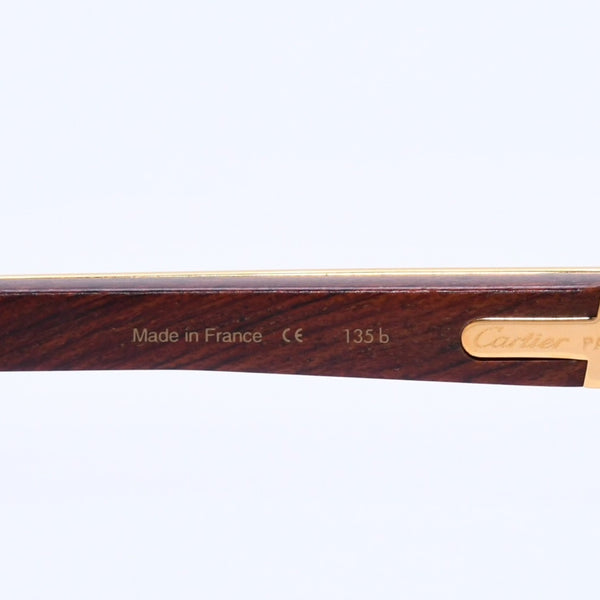 Very Good Condition CARTIER Trinity Date Glasses Eyewear Size 52□16 135 Wood Temple Metal GP Used 4a004170